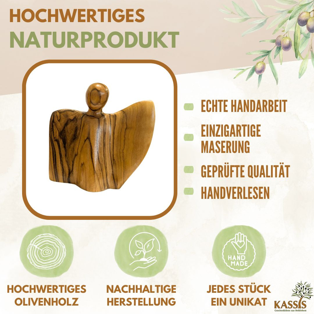 Geflügelter Engel Figur aus Olivenholz - hergestellt in Bethlehem-2