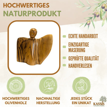 Geflügelter Engel Figur aus Olivenholz - hergestellt in Bethlehem-2