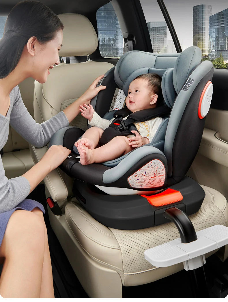 360° drehbarer Kindersitz mit einziehbarer Stützstange, Anti-Kipp-Bein, ISOFIX-Befestigungssystem, Dual-SIP-Seitenstoßmodul, integriertem Skelettgehäuse, vorwärts- und rückwärtsgerichteter Multifunktions-Kindersitz