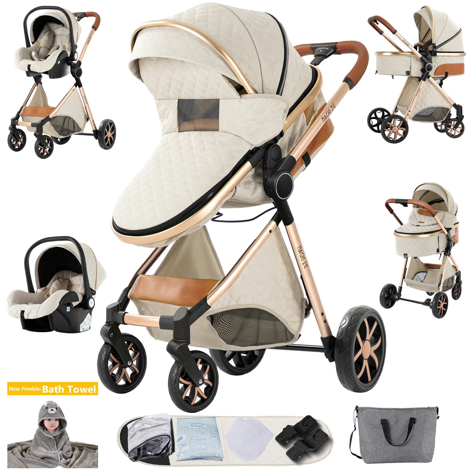 Kinderwagen, 3-in-1, leichter Kinderwagen für Neugeborene, Reisen, faltbar, für Babys, Kinderwagen, Kinderwagen, Babyautositz