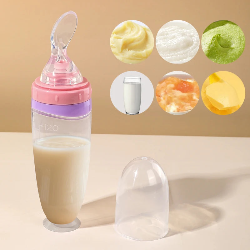 Baby Silikon Futterspender 120ml – BPA-frei mit Dosierlöffel