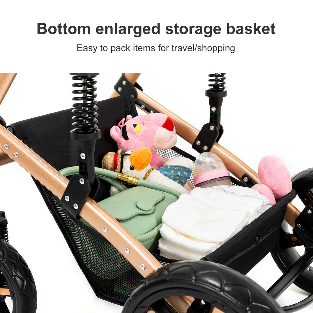 Travel System Kinderwagen 3-in-1 Leichter Kinderwagen Multifunktionaler Kinderwagen mit Aluminiumrahmen Kompakter Kinderwagen für Neugeborene