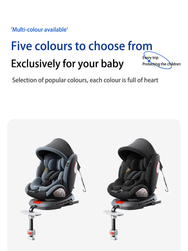360° drehbarer Kindersitz mit einziehbarer Stützstange, Anti-Kipp-Bein, ISOFIX-Befestigungssystem, Dual-SIP-Seitenstoßmodul, integriertem Skelettgehäuse, vorwärts- und rückwärtsgerichteter Multifunktions-Kindersitz