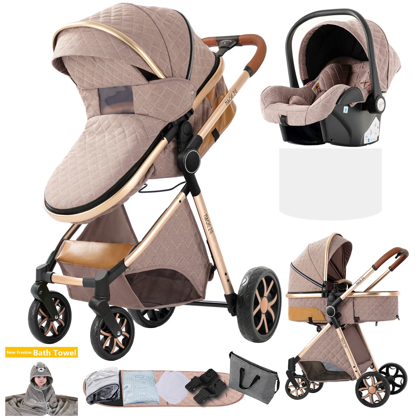 Kinderwagen, 3-in-1, leichter Kinderwagen für Neugeborene, Reisen, faltbar, für Babys, Kinderwagen, Kinderwagen, Babyautositz
