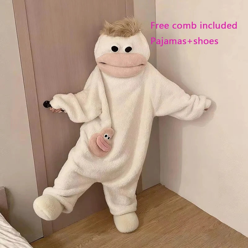 Cartoon Kapuzen-Pyjama Set – Warm & Kuschelig für Kinder