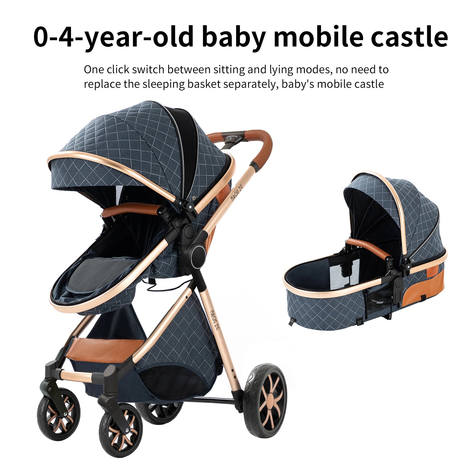 Travel System Kinderwagen 3-in-1 Leichter Kinderwagen Multifunktionaler Kinderwagen mit Aluminiumrahmen Kompakter Kinderwagen für Neugeborene