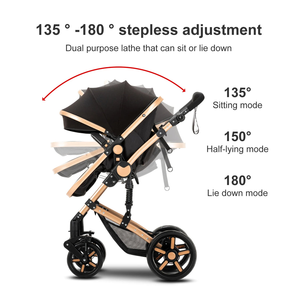 Travel System Kinderwagen 3-in-1 Leichter Kinderwagen Multifunktionaler Kinderwagen mit Aluminiumrahmen Kompakter Kinderwagen für Neugeborene