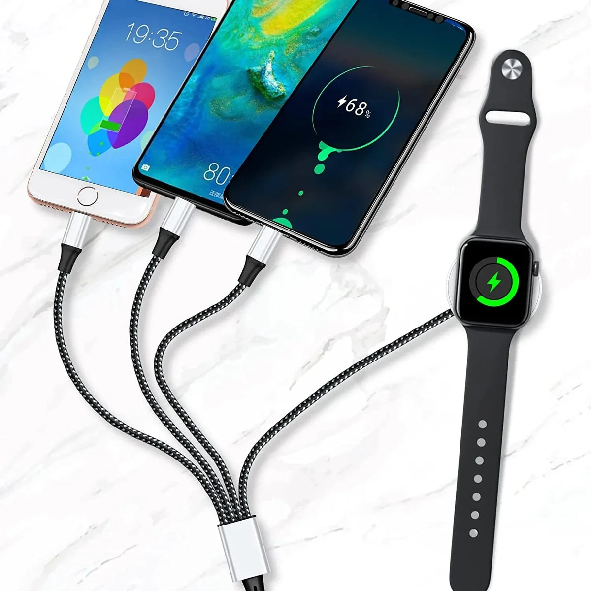 4 in 2 Ladekabel für alle Handy Geräte geeignet sowohl auch für die Apple Watch