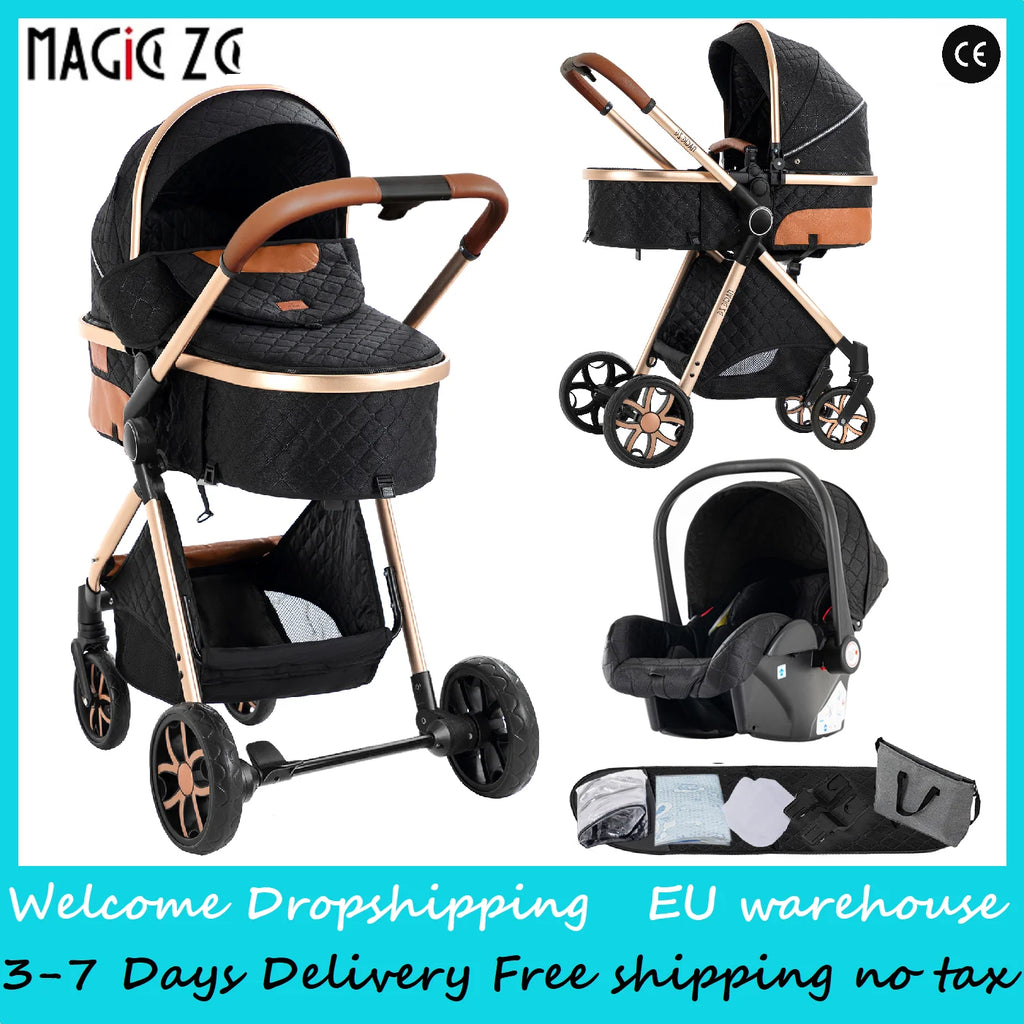 Travel System Kinderwagen 3-in-1 Leichter Kinderwagen Multifunktionaler Kinderwagen mit Aluminiumrahmen Kompakter Kinderwagen für Neugeborene