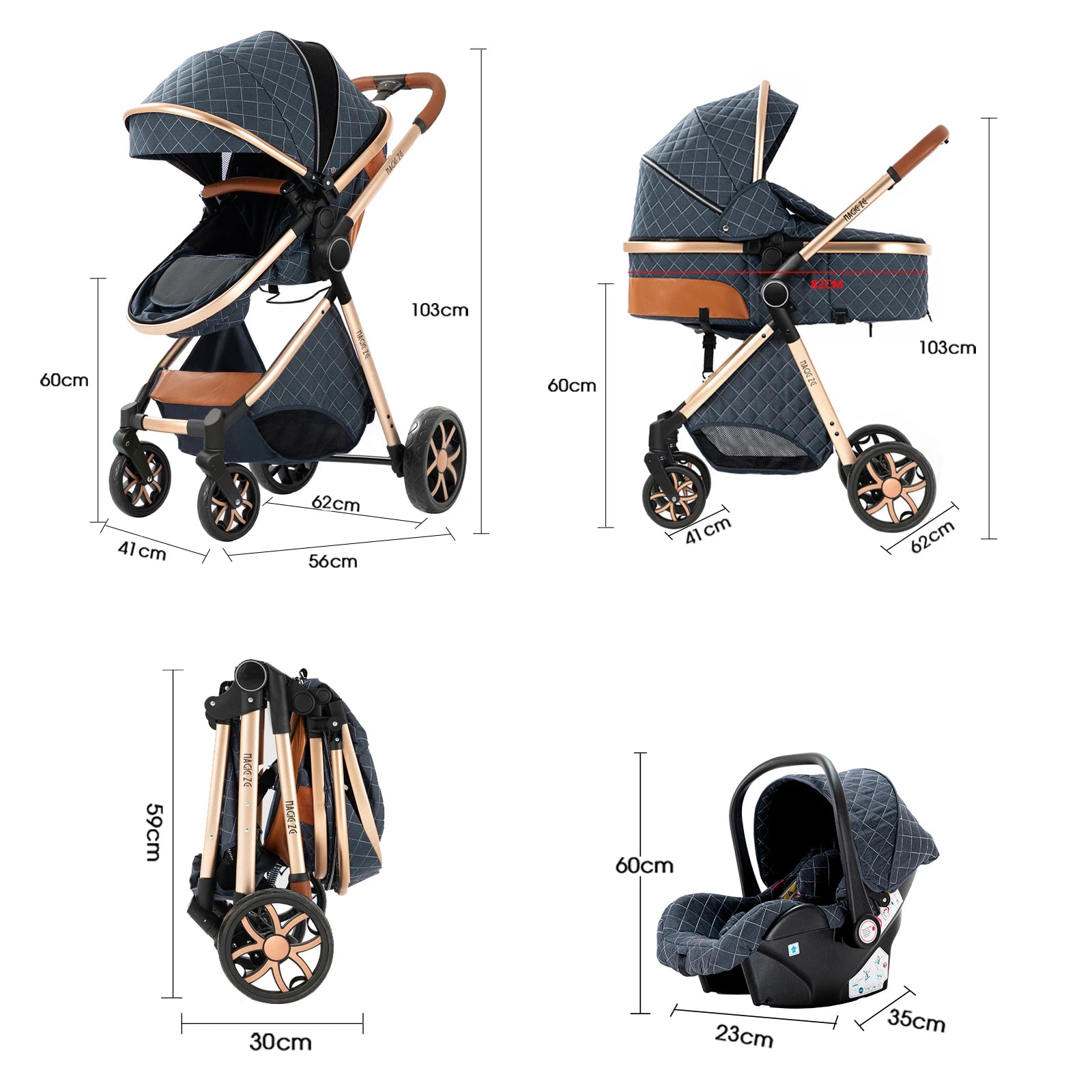 Kinderwagen, 3-in-1, leichter Kinderwagen für Neugeborene, Reisen, faltbar, für Babys, Kinderwagen, Kinderwagen, Babyautositz