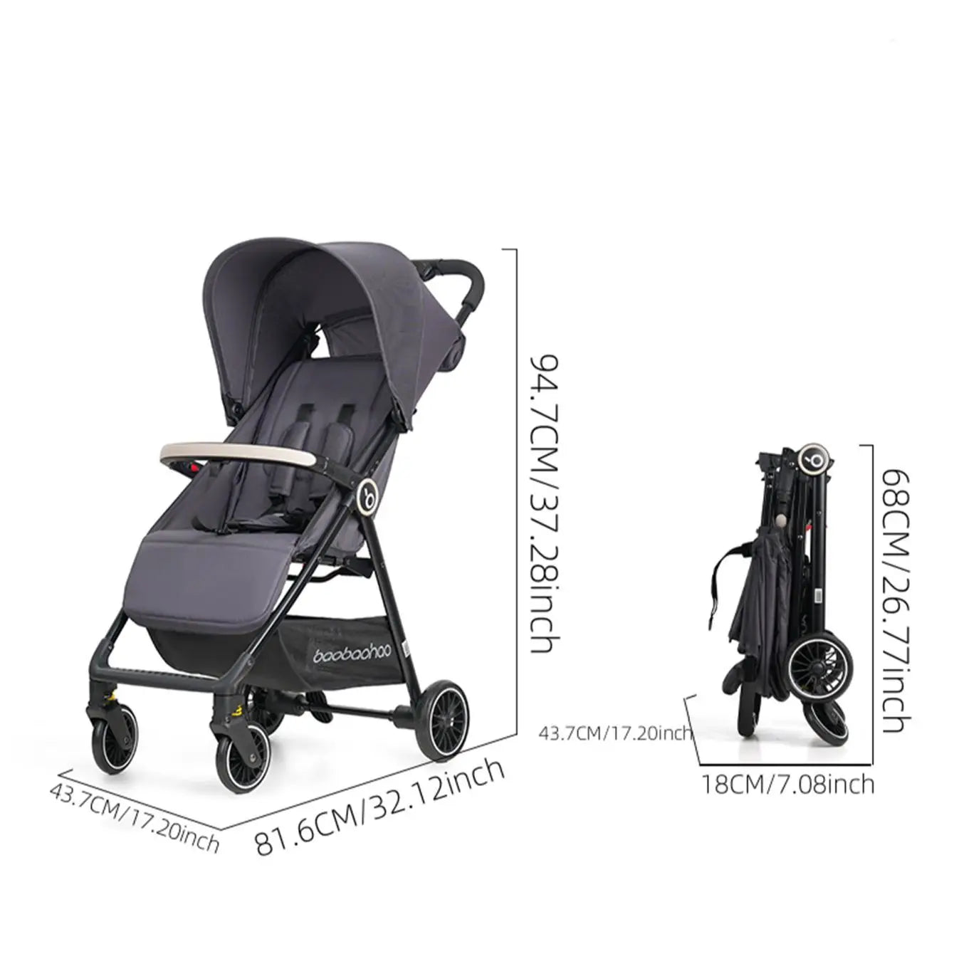 1 Schwarzer Leichtgewicht-Kinderwagen Wiegt Nur 4,7kg Praktisch für Flugzeuge, Züge und Autos, Geeignet für den Heimgebrauch und Geschäftsreisen