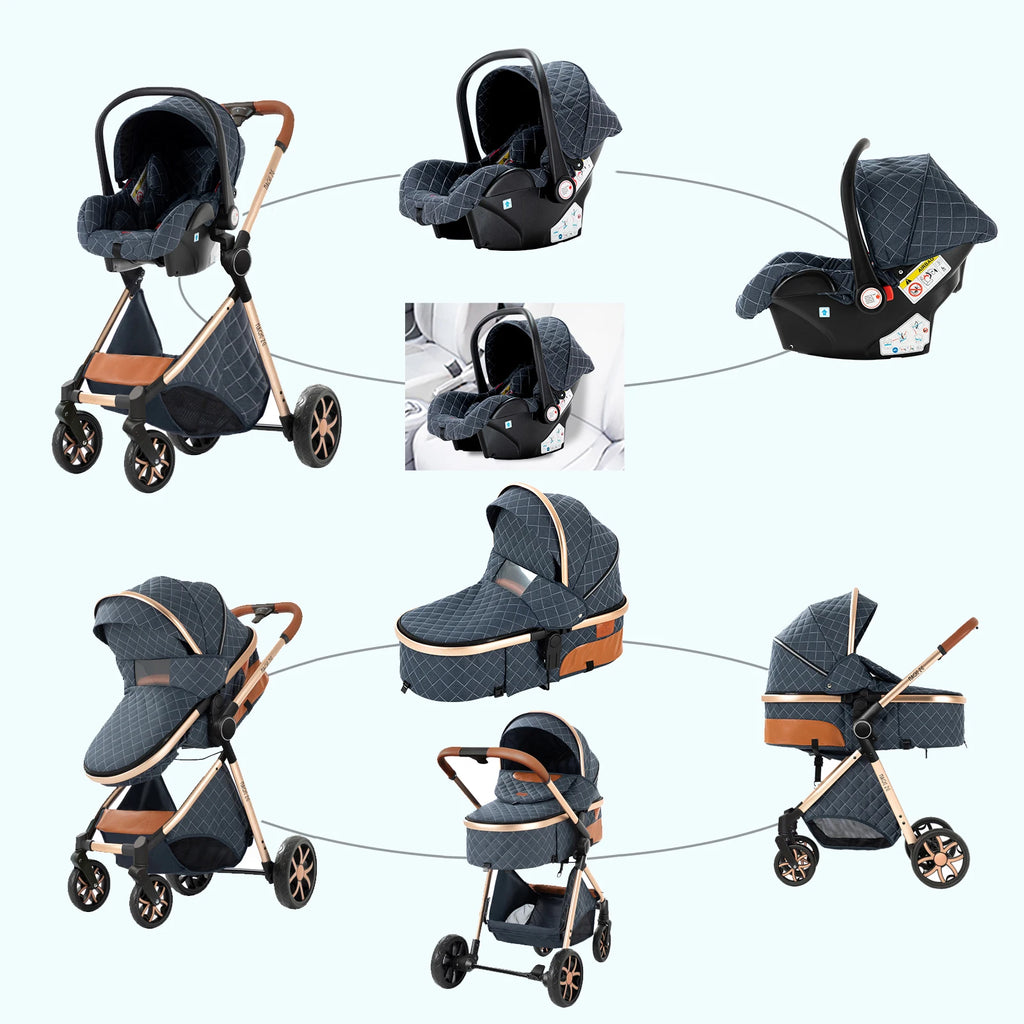 Kinderwagen, 3-in-1, leichter Kinderwagen für Neugeborene, Reisen, faltbar, für Babys, Kinderwagen, Kinderwagen, Babyautositz