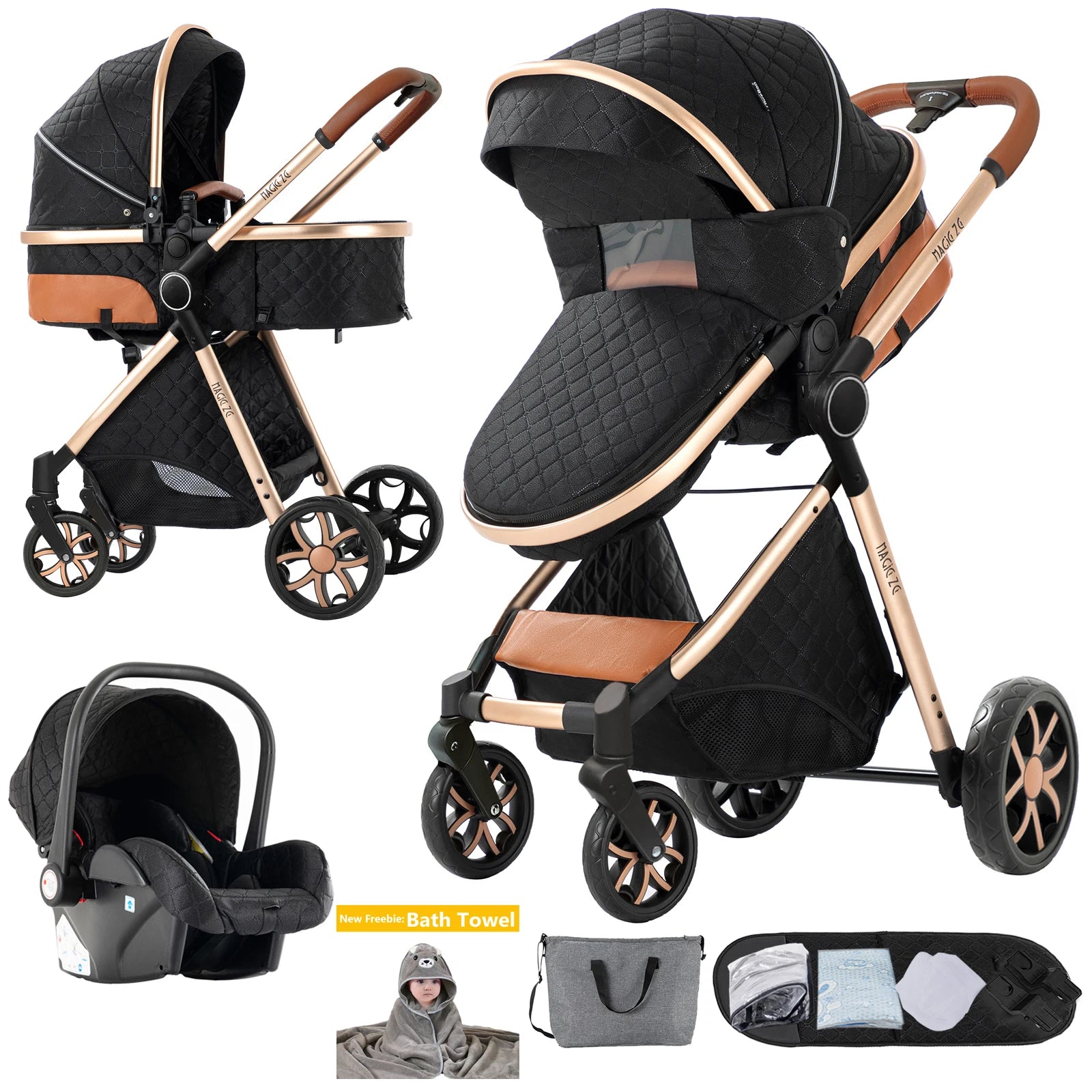 Kinderwagen, 3-in-1, leichter Kinderwagen für Neugeborene, Reisen, faltbar, für Babys, Kinderwagen, Kinderwagen, Babyautositz