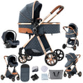 Travel System Kinderwagen 3-in-1 Leichter Kinderwagen Multifunktionaler Kinderwagen mit Aluminiumrahmen Kompakter Kinderwagen für Neugeborene