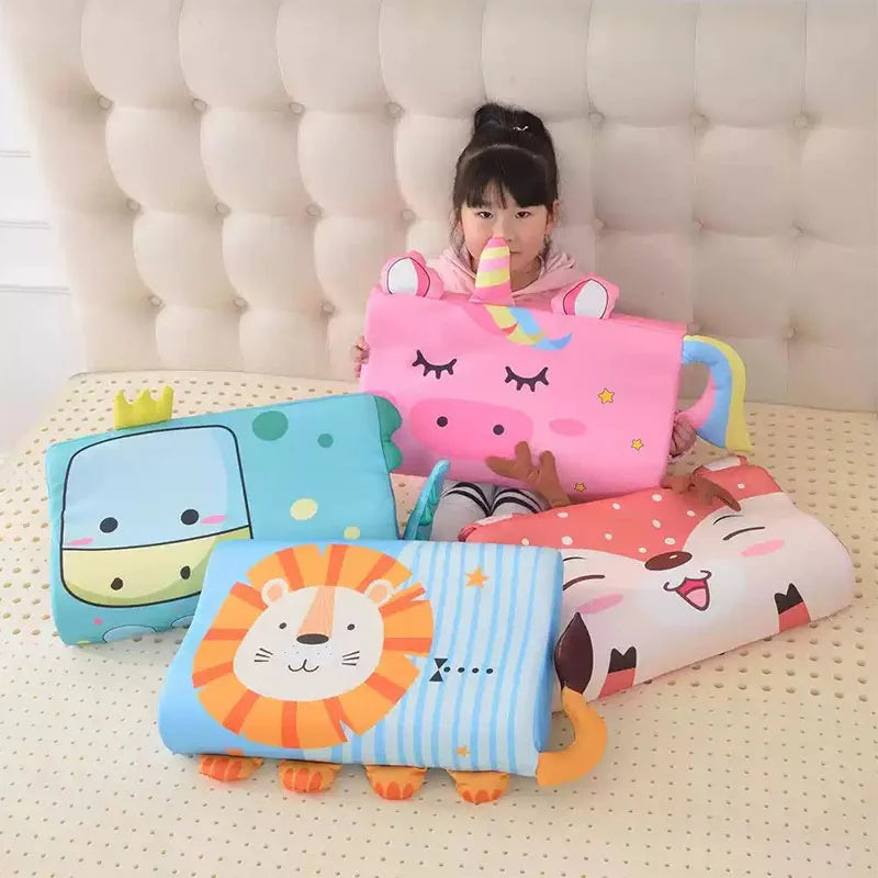 Vier Jahreszeiten Baby Kissen Kleinkind Schaum Bett Kissen Atmungsaktive Langsam Rebound Baby Cartoon Hals Stillkissen Reise Kissen Bettwäsche