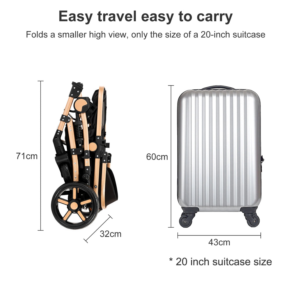 Travel System Kinderwagen 3-in-1 Leichter Kinderwagen Multifunktionaler Kinderwagen mit Aluminiumrahmen Kompakter Kinderwagen für Neugeborene
