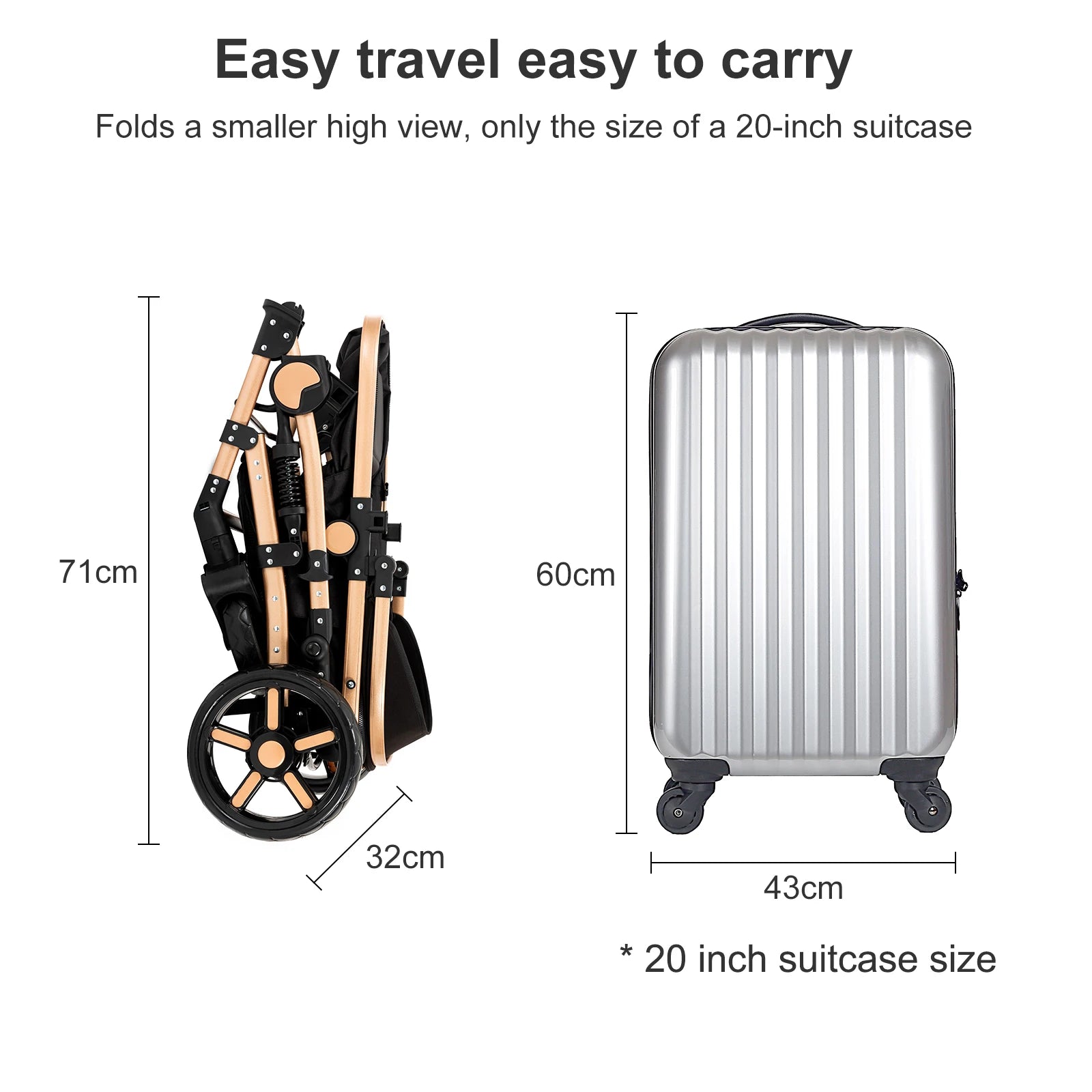 Travel System Kinderwagen 3-in-1 Leichter Kinderwagen Multifunktionaler Kinderwagen mit Aluminiumrahmen Kompakter Kinderwagen für Neugeborene