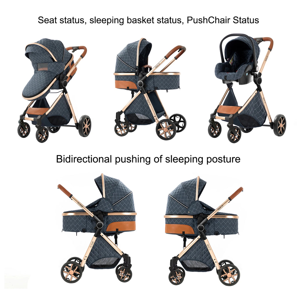 Kinderwagen, 3-in-1, leichter Kinderwagen für Neugeborene, Reisen, faltbar, für Babys, Kinderwagen, Kinderwagen, Babyautositz