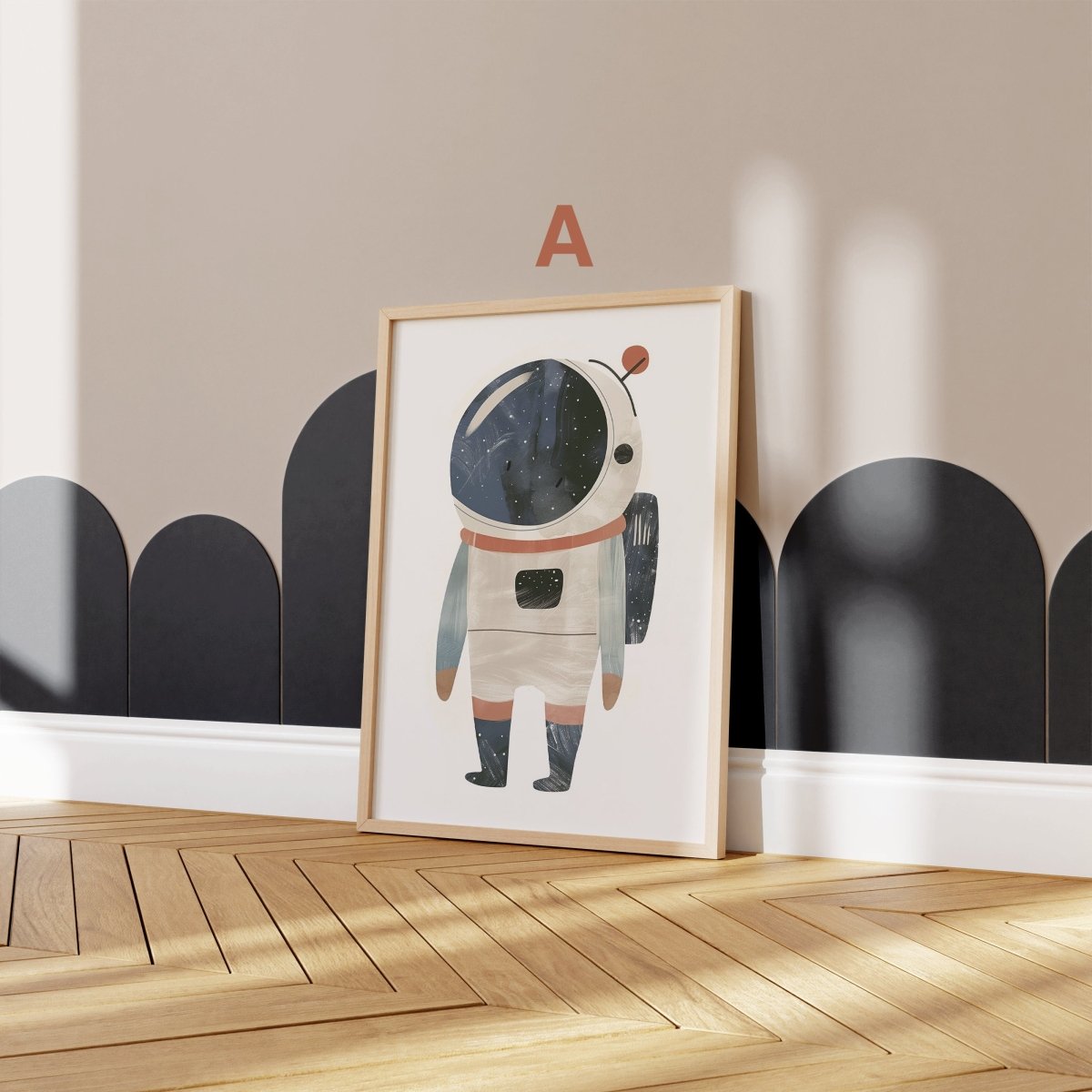 Astronaut Poster Kinderzimmer · Geschenkidee für Kinder · Kinderzimmer Deko  · Weltraum Rakete & Planeten · Deko Print ohne Rahmen-2