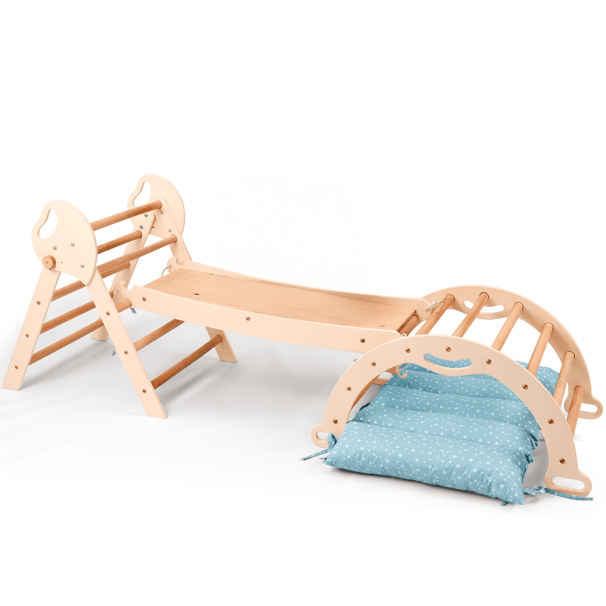Montessori 4in1 Kletterdreieck für Babys: Pikler-Dreieck, Kletterbogen, Rutschbrett und Kissen für Kleinkinder (1–3 Jahre)-9