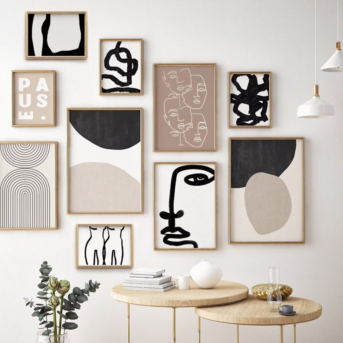 Poster Gesichter Linien und abstrakte Formen als Deko Print ohne Rahmen-0